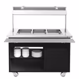 Buffetwagen warm DANZIG - 1300mm - voor 3x GN 1/1 - met dienblad schuif - zwart