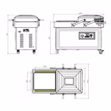 Çift Odalı Vakum Paketleme Makinesi - 2x20m³/h - 2x750W - Dijital - Gaz Dolumlu