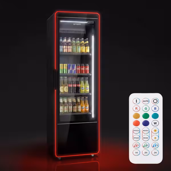 Getränkekühlschrank - 560 Liter - rahmenloses Design - mit 1 Glastür & farbigem LED-Licht