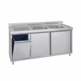Meuble évier ECO - 1600 x 600 mm - avec poubelle & 2 bacs à droite