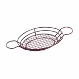 (5 szt.) Koszyk do serwowania SNACKHOLDER - ze stali nierdzewnej - owalny - 280x200mm - z miseczką na sos