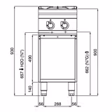Kaasuliesi Paolo 900 ‑sarja - 400x900x930 mm - 20 kW - 2 poltinta - jalustalla