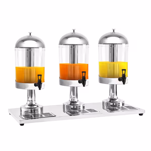 Sapdispenser - 3x8 liter - RVS - incl. afdruipschaal & deksel
