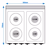 Gas Oven Range - 15.2kW - 4 plates - with Gas Oven Static Oven - 6kW