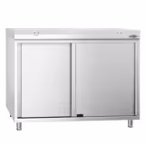 Edelstahl Arbeitsschrank PREMIUM - 1000x800mm - mit Schiebetür inkl. Schneideplatte Weiß