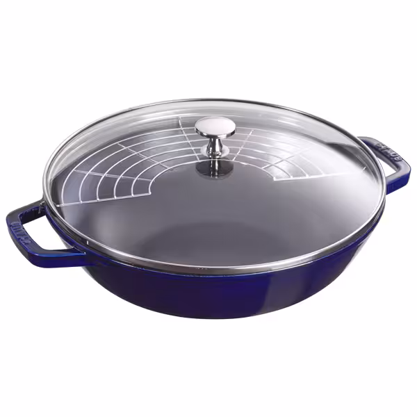 STAUB | SPECIALITIES - Wok met glazen deksel - Ø 300mm - Gietijzer - Donkerblauw