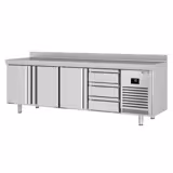 Commercial Counter Fridge PREMIUM PLUS - 2452x700mm - with 3 doors - 3 drawers [1/3] - with upstand - capacity 625 litres