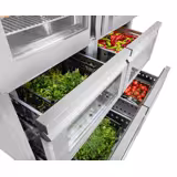 Kühlschrank Edelstahl PREMIUM - GN 2/1 - 1400 Liter - mit 2 Glashalbtüren & 4 Glasschubladen