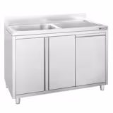 Móvel de lavagem em aço inoxidável Profissional ECO - 1200x700mm - com lixeira e 1 cuba à esquerda - com escorredor à direita