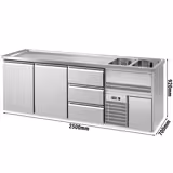 Biertheke Premium PLUS - 2500x700mm - 2 Türen & 3 Schubladen