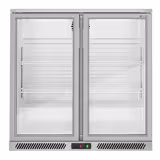 Barová lednice - 900mm - 220 L - se 2 skleněnými křídlovými dveřmi - šedá