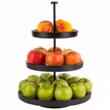Présentoir buffet - FRIDA - 3 niveaux - rond - Acier inoxydable, Mélamine - Beige, Noir