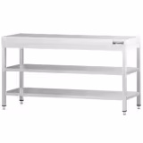 Mesa de trabalho em aço inoxidável PREMIUM - 1800x600mm - com prateleira inferior & com prateleira intermédia & com travessas de reforço