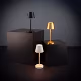 (4 ks) Stolní LED lampa - MERLE MICRO - nabíjecí - IP54 - stmívatelná ve 3 krocích - Ø 80 mm - zlatá
