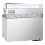 Commercial Pizza Prep Counter - Granite Top PREMIUM - 1400x700mm - with 3 doors - incl. refrigerated topping unit with glass sneeze guard - 6x GN 1/4