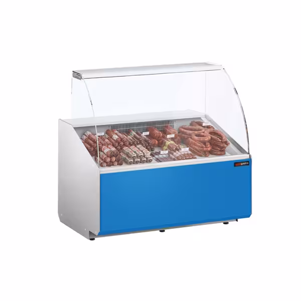 Banco gastronomia professionale - 944x979mm - 200 L - Vetro dritto - Colore grigio scuro - Pannello frontale Hellblau