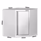 Armario esquinero de pared de acero inoxidable - 700x700mm - con puerta abatible - altura: 650mm