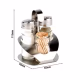 (6 stuks) Cruet - PRO - RVS standaard - incl. 3 glazen houders