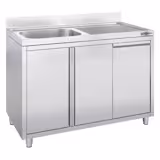 Stainless steel sink unit with waste bin - 1200x600mm - 1 basin left 