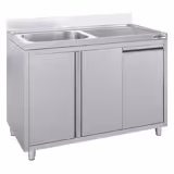 Rozsdamentes mosogatóegység hulladékgyűjtővel - 1,2 m - 1 medence balra - L 50 x B 40 cm