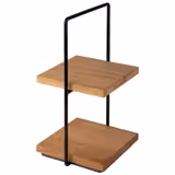 Expositor de 2 niveles PERFECTO SMALL - Cuadrado - Estructura metálica - Baldas de roble - 200x230mm