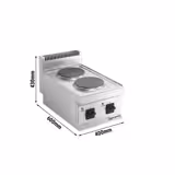 Commercial Electric Hob, 2 Solid Hotplates ECO - 600 mm deep - 4 kW