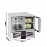 Koelwerkbank PREMIUM - 900x700mm - 240 liter - met 2 glazen deuren - opstand