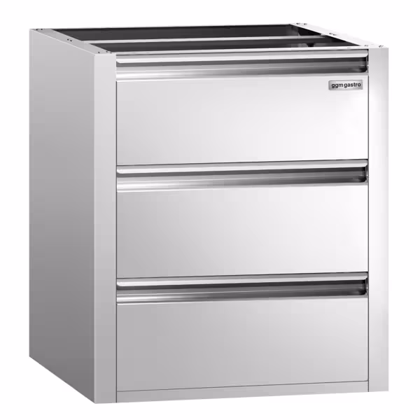 Drawer Unit PREMIUM - Stainless Steel - 3 Drawers - Under-Counter Module - 400 x 760 mm - for ATK 800 mm Depth