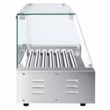 Griglia per hot dog a rulli / Hot Dog Grill - con 7 rulli & copertura in vetro - professionale - da banco - doppia zona - acciaio inox