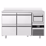 Bar- & Getränkekühltisch PREMIUM - 1580x600mm - 4 Schubladen, Aufkantung & Ausklopfer für Kaffee