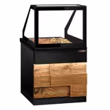 Vitrine chauffante TORONTO – 800 mm – façade en bois – pour 2 × GN 1/1 – plan de travail en granit noir