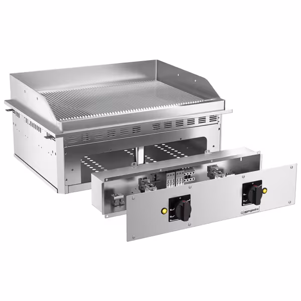 Elektrische bakplaat - 9kW - Geribbeld - Bakoppervlak: 693x484mm