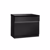 Banco cassa Serie TORONTO & con LED perimetrali - 900x880mm - Frontale Nero opaco - Piano di lavoro in granito nero