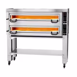 Four à pizza électrique Power – 9+9 x 34 cm – Digital – incl. hotte, support inférieur et roulettes