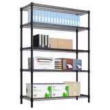 Stålhylla – 1200x450 mm – 5 hyllplan – Svart