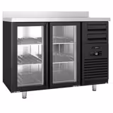 Стіл холодильний для напоїв PREMIUM PLUS - SUPERCOOLER - 1475x700 мм - 440 л - з 2 скляні дверцята та 6 шухляди, пристінний борт - чорний