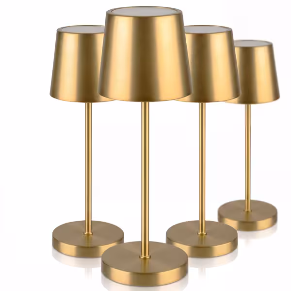 (4 pcs) LED Table Lamp - MERLE MINI - Rechargeable - Cordless - 3-step dimmable - Ø110mm - Gold - with Charging Dock