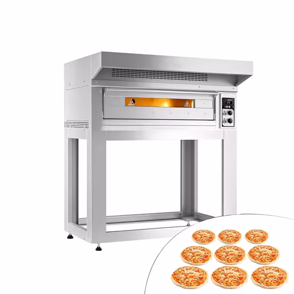 Electric Deck Pizza Oven - Single Deck - 9 - Ø 33cm (13") - Mechanical Controls - up to 400°C - incl. Hood & Base frame