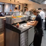 Pizzawerkbank PREMIUM - 1500x800mm - met granieten werkblad - met 1 deur & 7 laden - incl. glasvitrine - 7x GN 1/4