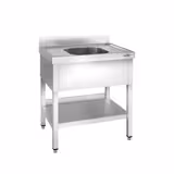 RVS spoeltafel PREMIUM - 800x700mm - met onderblad - met 1 spoelbak midden