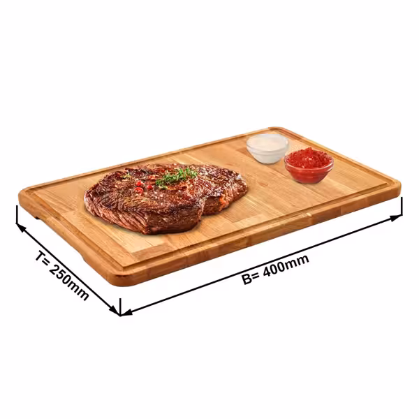 (6 قطع) لوح تقطيع اللحم - زان - مستطيل - 400x250mm