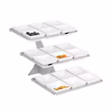 Etagerie / Supporto per buffet - Cromo - incl. 18 ciotole in melamina - quadrate