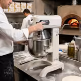 Countertop Digital Commercial Planetary Mixer - 20L - 1,1kW - with display, lighting & 3 attachments - Light Ivory