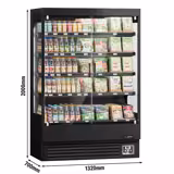 Vitrine murale réfrigérée - 1320mm - 595L - avec 2 portes battantes vitrées & 4 étagères - arrière fermé - Noir