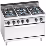 Gazlı ocak - 42 kW - 6 brülör - statik elektrikli fırın dahil - 12 kW - yüksek performanslı model