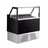 Vitrine à glace EMMA – 1190 mm – refroidissement ventilé – pour 6 bacs à glace de 5 litres ou 4 bacs de 7 litres – noir