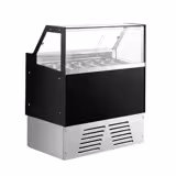 Vitrine à glace EMMA – 1190 mm – refroidissement ventilé – pour 6 bacs à glace de 5 litres ou 4 bacs de 7 litres – noir