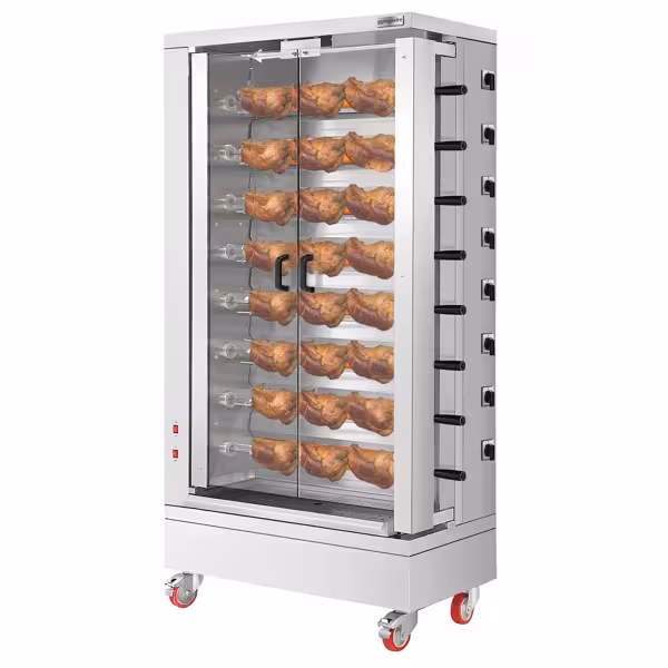 Commercial Electric Chicken Rotisserie Oven - 26.4kW - with 8 Skewers for up to 48 chickens