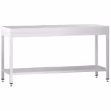 Edelstahl Arbeitstisch PREMIUM - 2000x600mm - mit Grundboden ohne Aufkantung