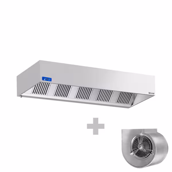 Afzuigkap doosmodel met ingebouwde motor - 2800mm - met toerentalregelaar, labyrintfilters & verlichting